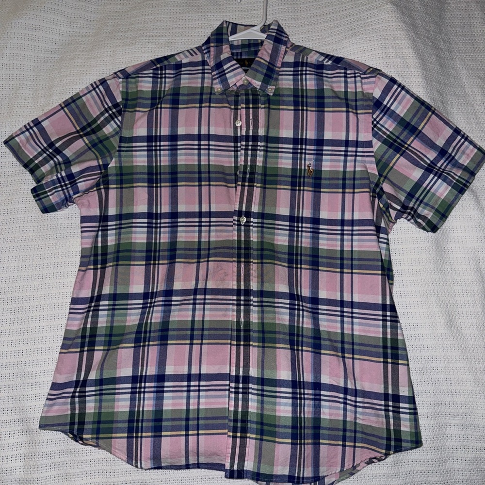 Ralph Lauren short sleeve plaid shirt in size large